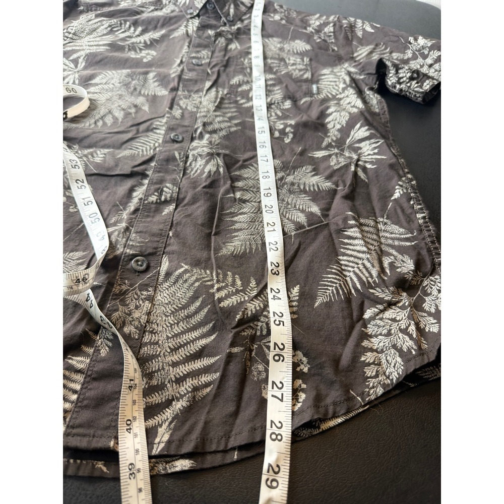 Eddie Bauer Mens M Brown Cotton Fern Print Short Sleeve Shirt - Picture 5 of 14
